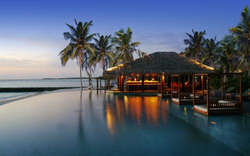 The Residence Falhumaafushi-The Beach Bar - By Dusk