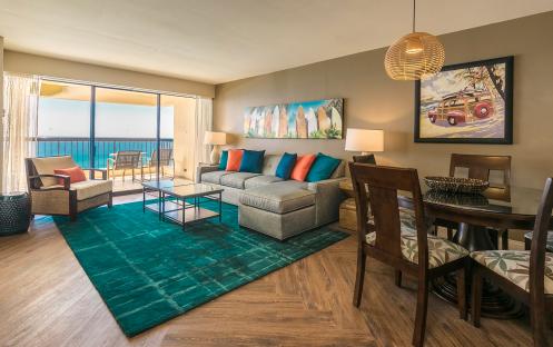 Aston Waikiki Beach Tower - Two  Bedroom Ocean Front - Living Room