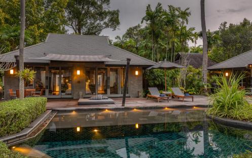 The Slate-Two Bedroom Pool Villa-Outdoor overview at dusk closeup