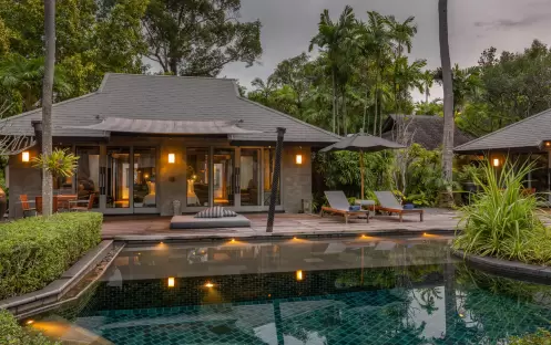 The Slate-Two Bedroom Pool Villa-Outdoor overview at dusk closeup