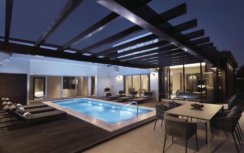 Rabdan Villa Pool (Evening) - The Ritz-Carlton Abu Dhabi, Grand Canal