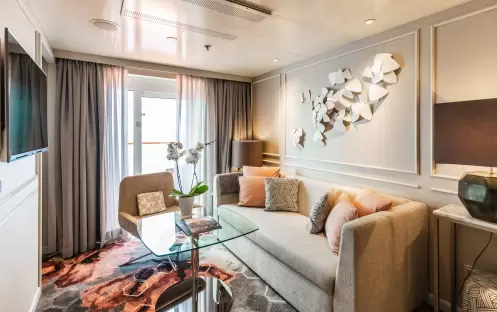 Crystal Cruises SYMPHONY Aquamarine Veranda Suite Living Area