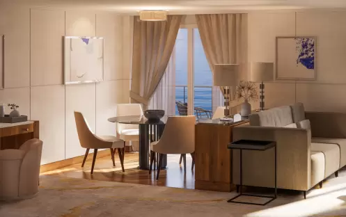 Crystal Cruises SYMPHONY Jr. Crystal Penthouse Suite Dining-Living Area