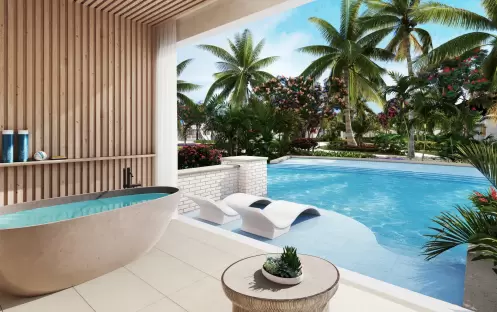 Bamboo Palm Club Swim-Up Room With Patio Tranquility Soaking Tub