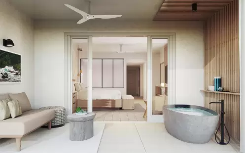Bamboo Palm Partial Oceanview Room With Balcony Tranquility Soaking Tub