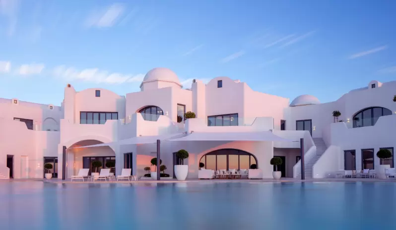 Anantara Santorini Abu Dhabi Retreat Pool View Sunset