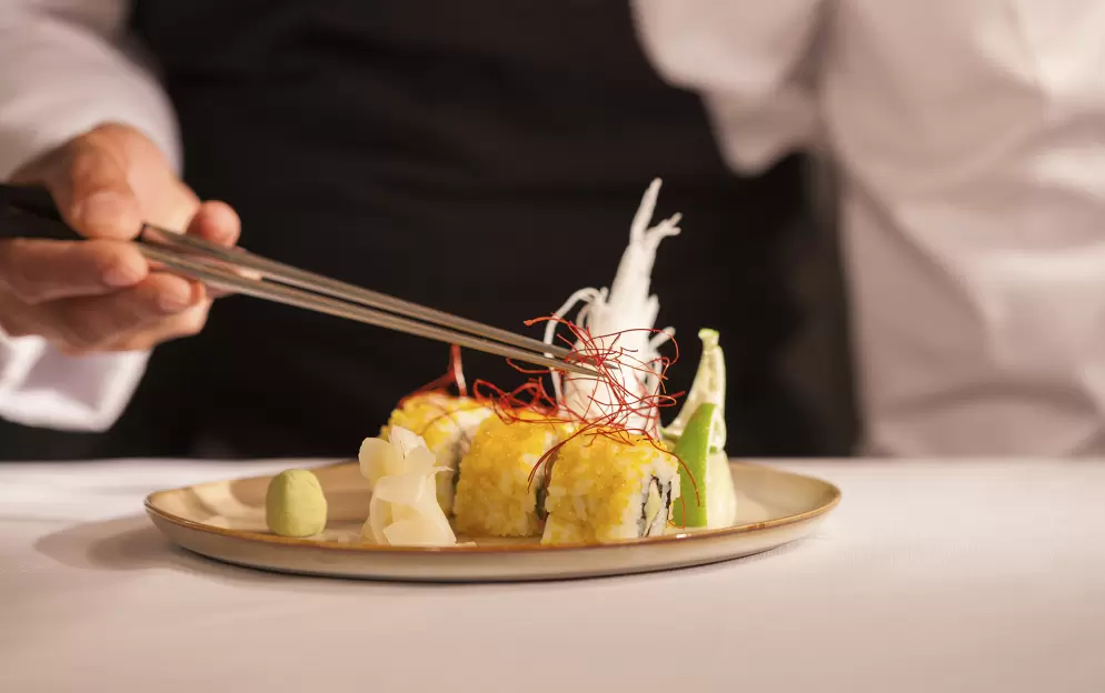 Scenic Eclipse - Sushi @ Koko's - Crab and yuzu tobico uramaki 6.jpg
