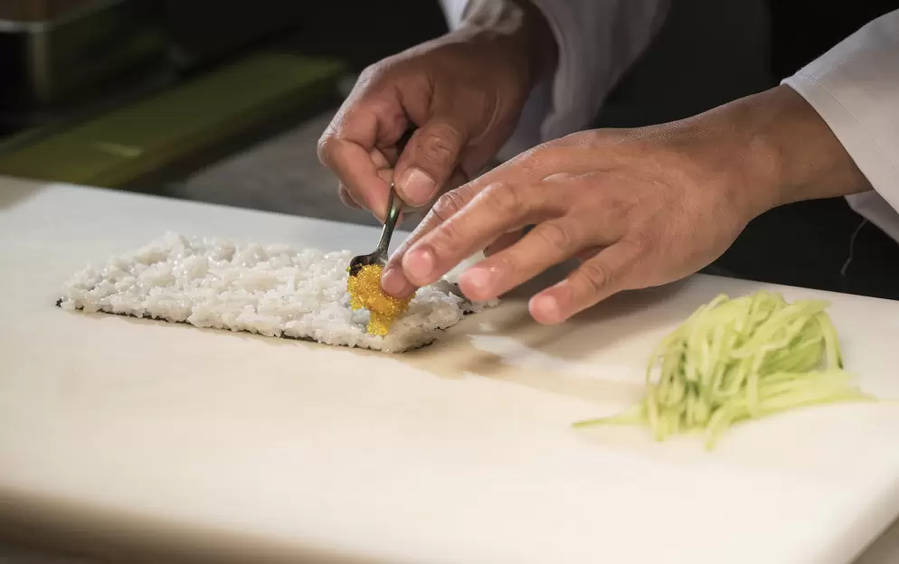 Scenic Eclipse - Sushi @ Koko's - Crab and yuzu tobico uramaki 7.jpg
